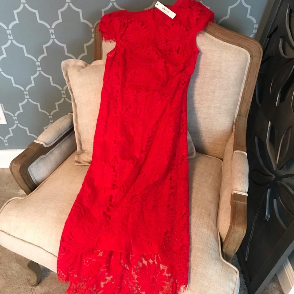 Gorgeous red lace hi-low dress